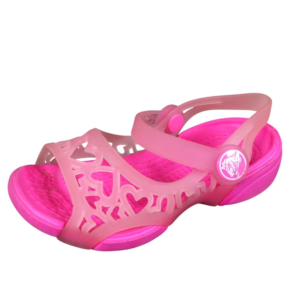 Crocs Adrina Hearts Toddler Girls Sandals Size 6 Summer Play Pink Synthetic